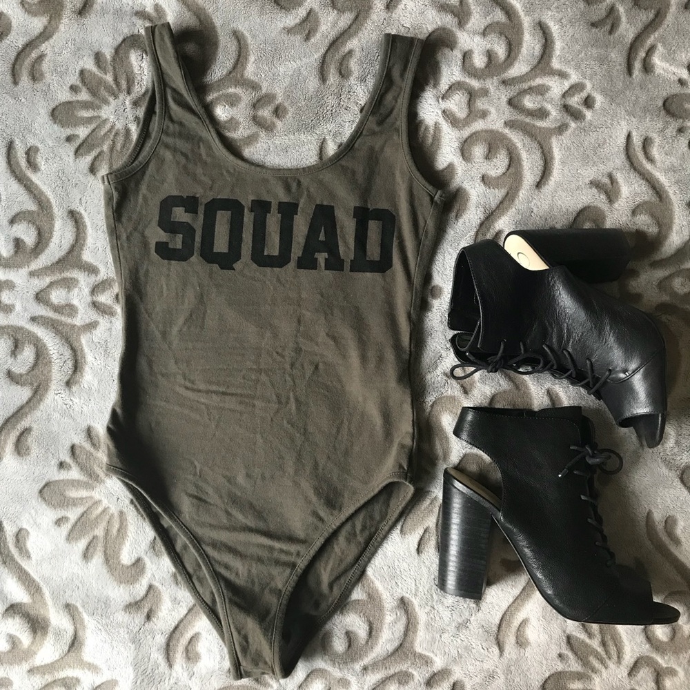 Olive low back bodysuit squad